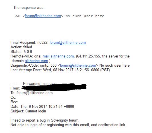screenshot of no forum admin email