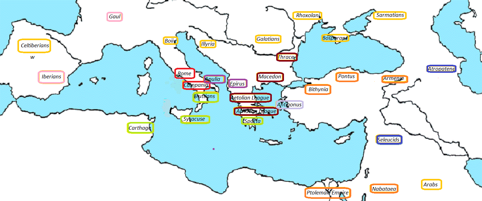 Hellenistic Campaign 280 B.C. Map 268 B.C. W.gif